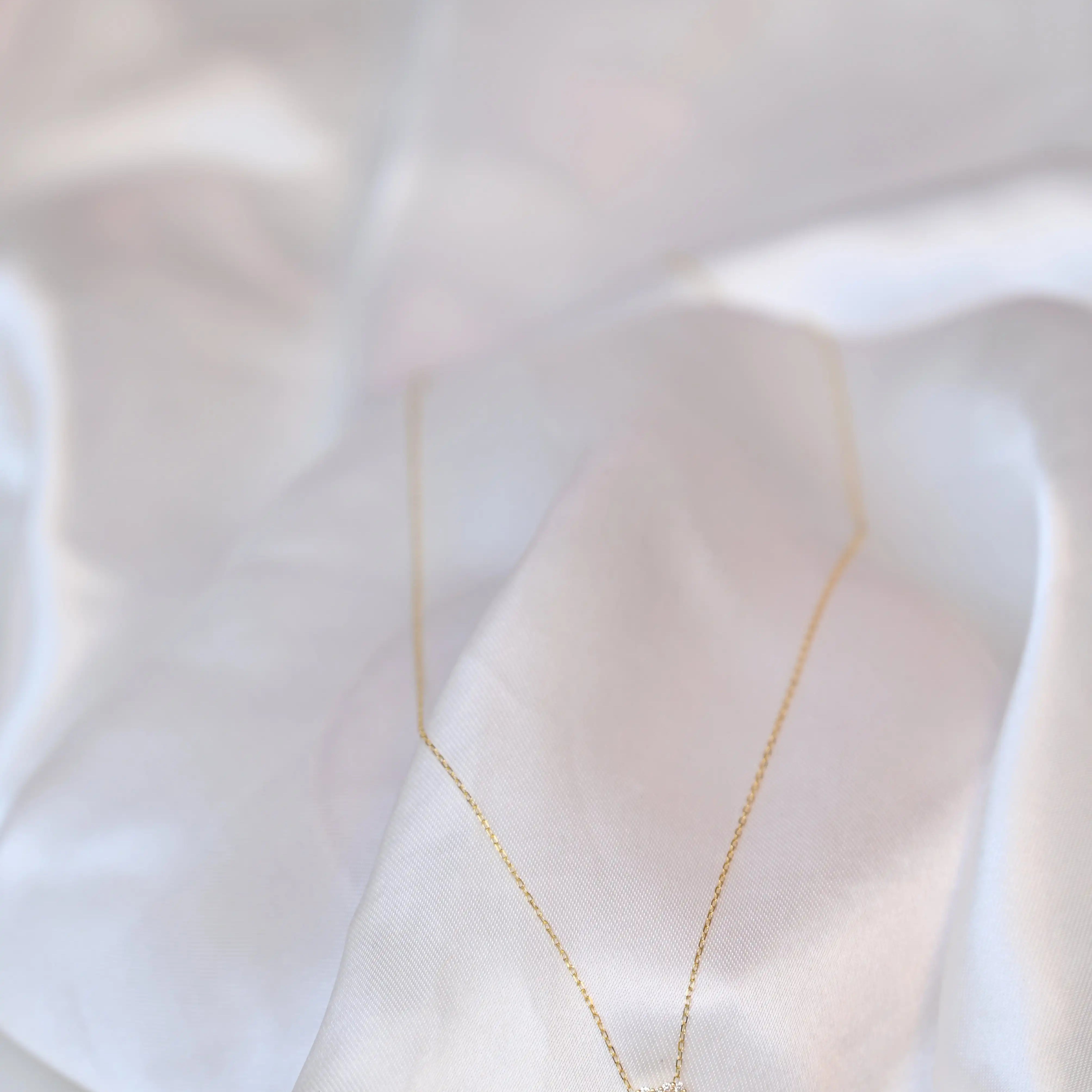 18K Yellow Gold Natural Diamond Bola Necklace - Si Clarity - King David #