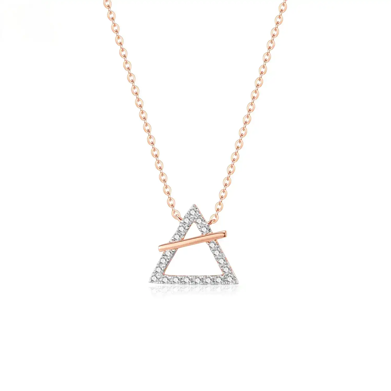 18k Yellow Gold Diamond Triangle Necklace - Everyday Elegance - King David #