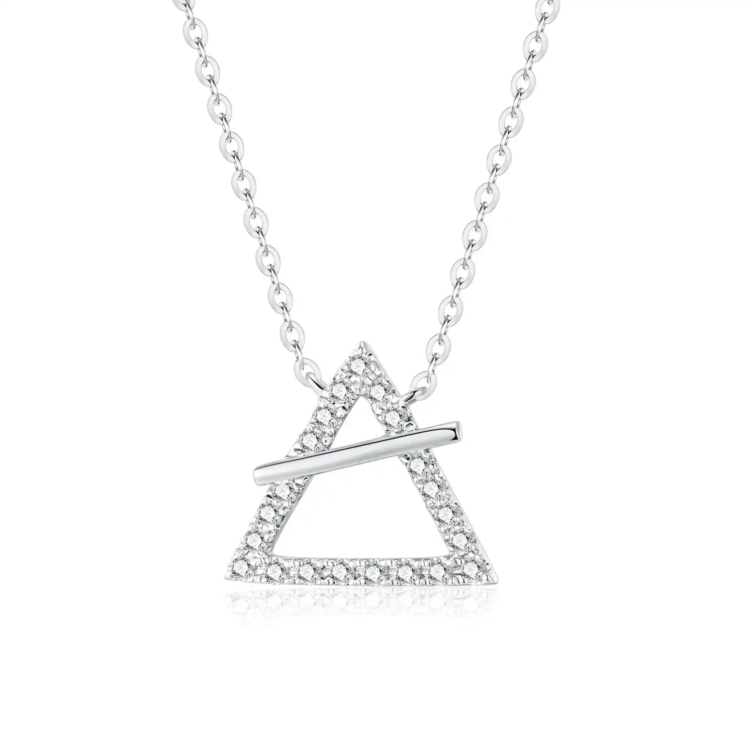 18k Yellow Gold Diamond Triangle Necklace - Everyday Elegance - King David #