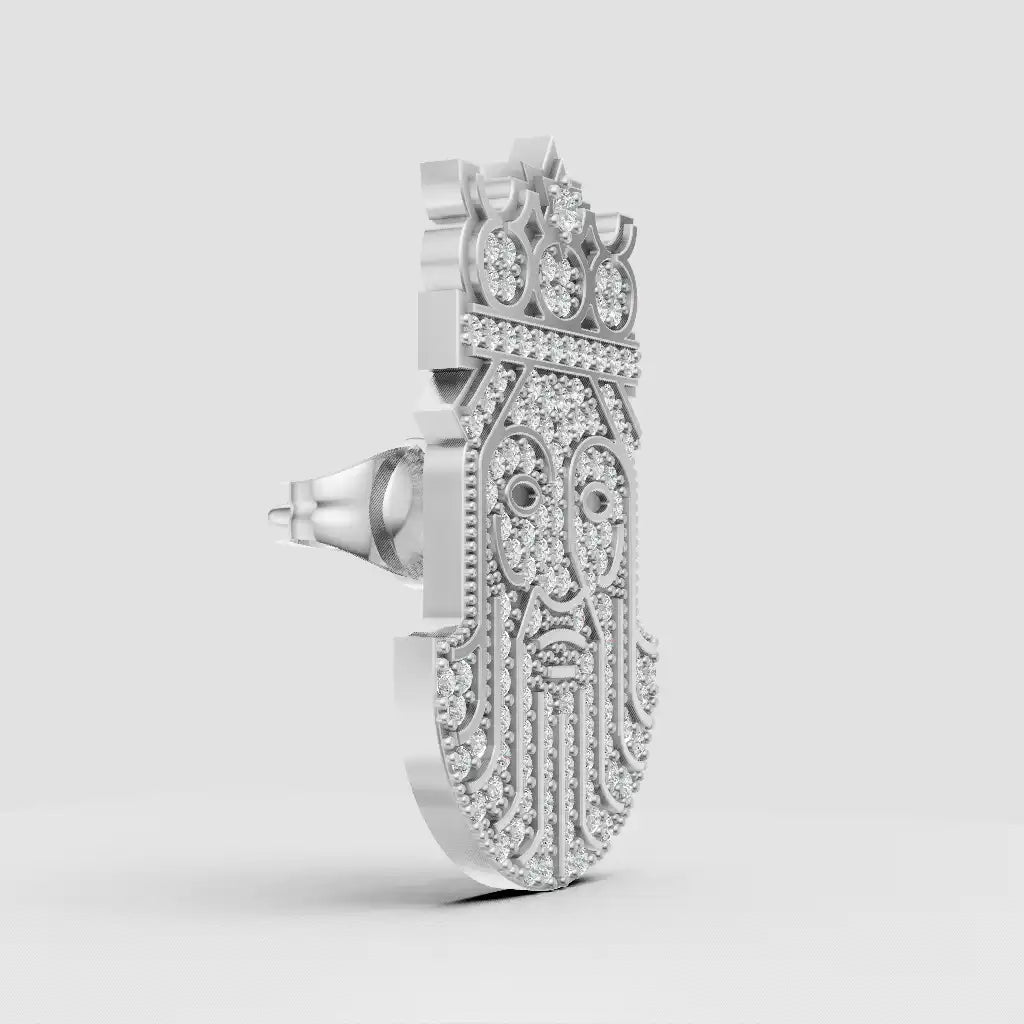 King David Iced Out Silver earring on a white background