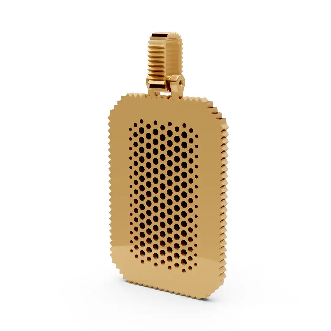 Back view of the 18K Gold King David Pendant, showcasing the fine honeycomb gallery and solid gold construction