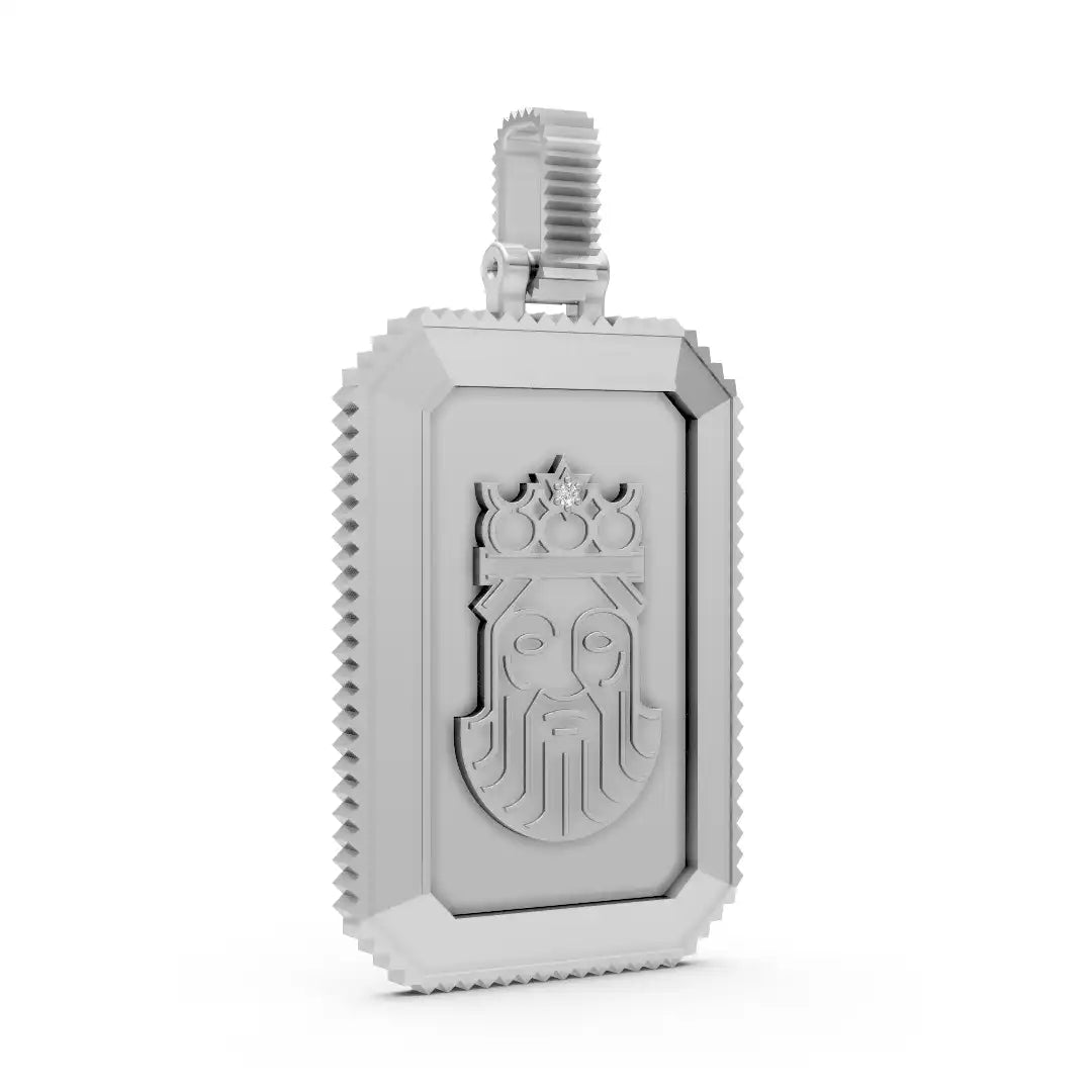 Back of the King David 925 Silver Pendant, showing the detailed honeycomb pattern for reduced weight and comfort.