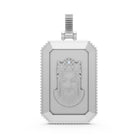 Front of the King David 925 Sterling Silver Pendant, showing the crowned king design with a stone accent and serrated edges